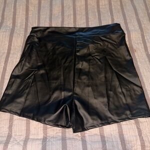 Black leather shorts